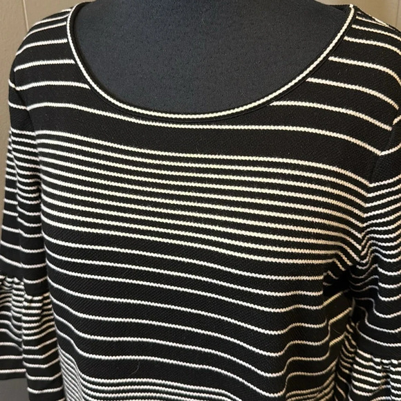 Max Studio Women’s Small Knit Midi Dress Stripes Wide Neck Bell Sleeve - Picture 3 of 6